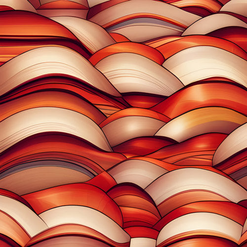Red Scalloped Wave Geometric Pattern