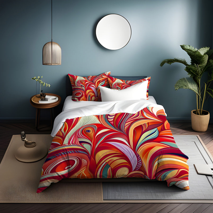 Multicolor Retro Swirl Abstract Pattern Duvet Cover