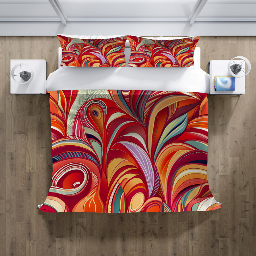 Multicolor Retro Swirl Abstract Pattern Duvet Cover