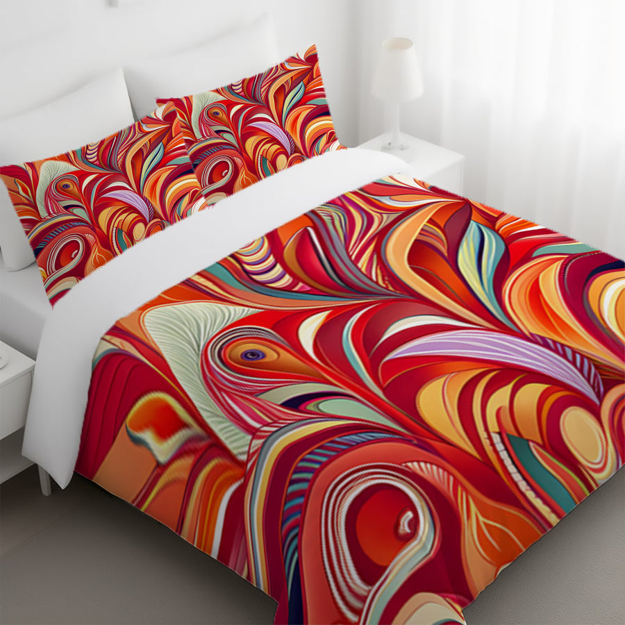Multicolor Retro Swirl Abstract Pattern Duvet Cover