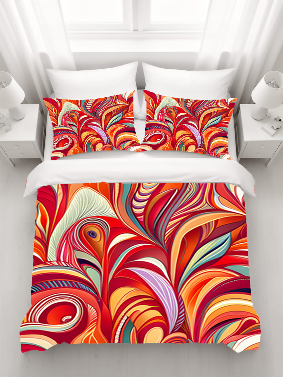 Multicolor Retro Swirl Abstract Pattern Duvet Cover