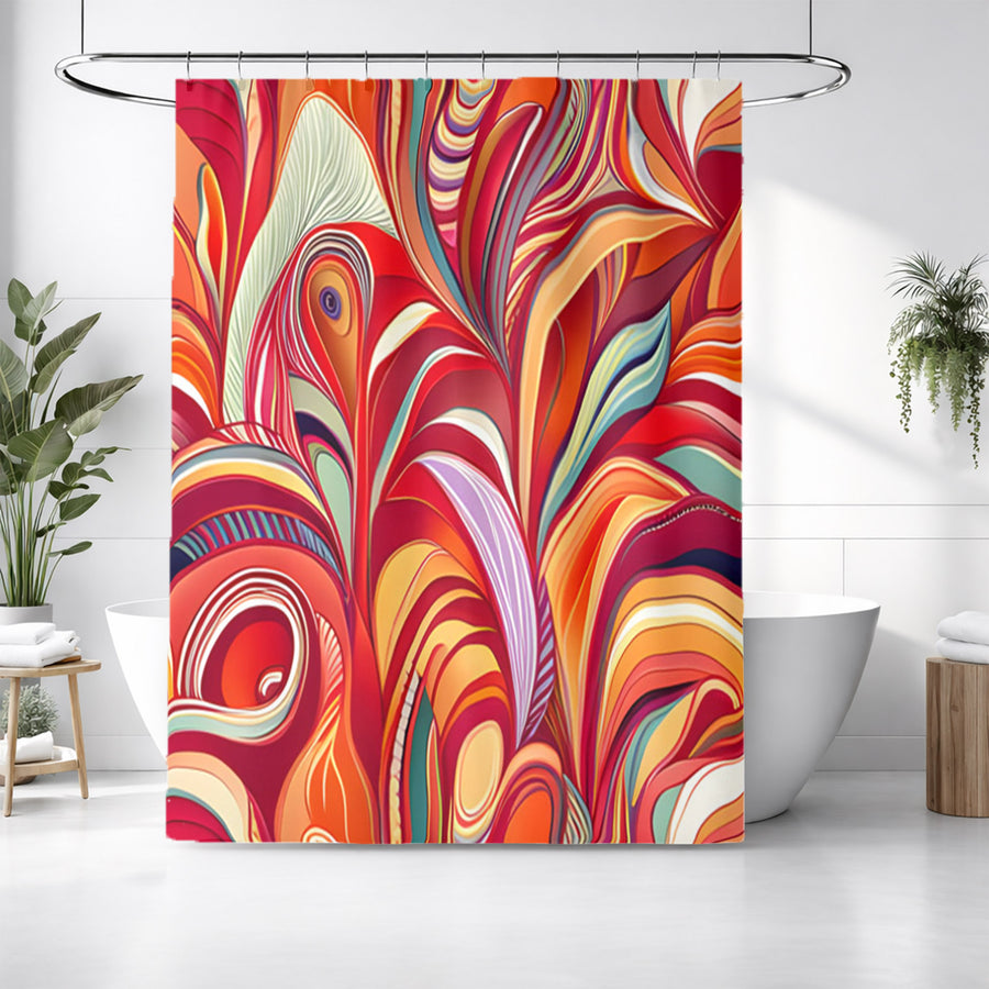 Multicolor Retro Swirl Abstract Pattern Shower Curtain