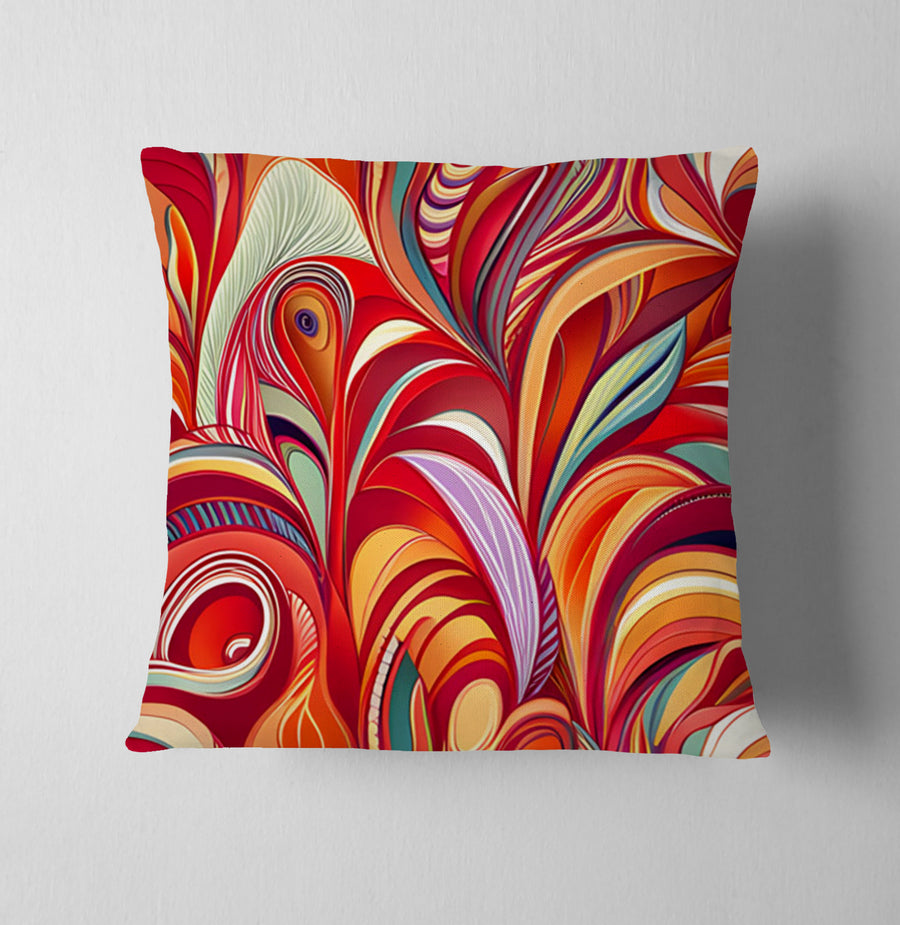 Multicolor Retro Swirl Abstract Pattern Throw Pillow Cover