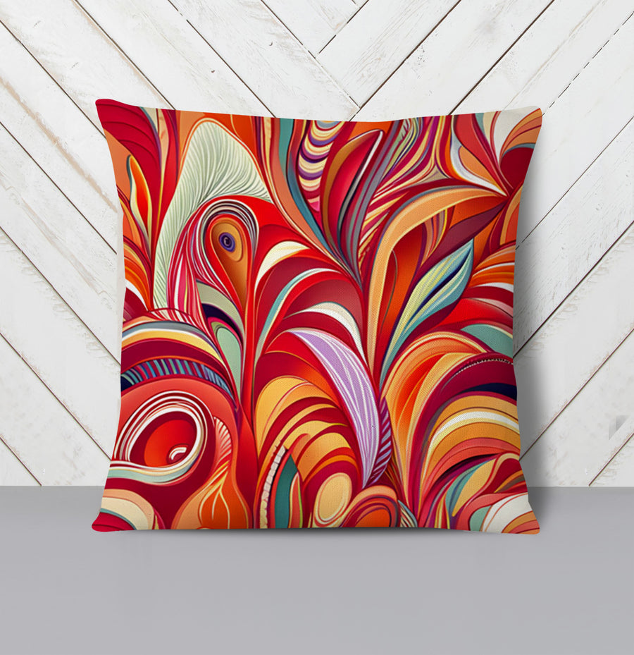 Multicolor Retro Swirl Abstract Pattern Throw Pillow Cover