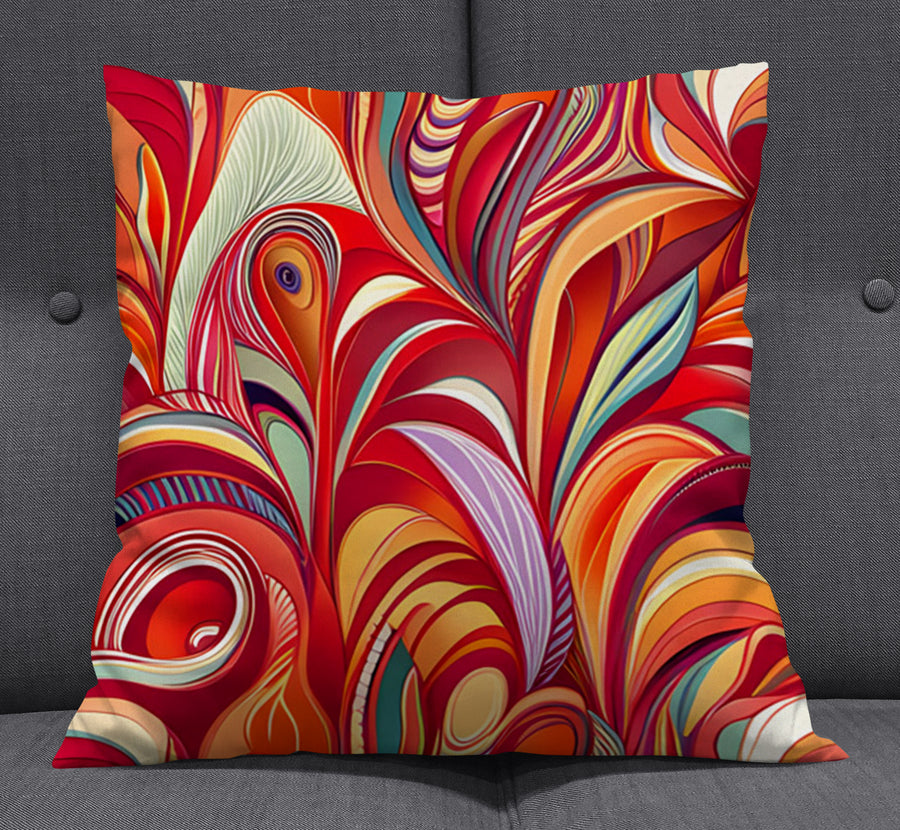 Multicolor Retro Swirl Abstract Pattern Throw Pillow Cover