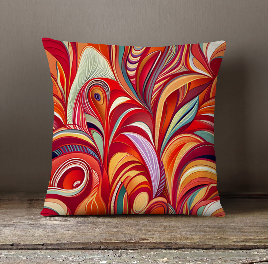 Multicolor Retro Swirl Abstract Pattern Throw Pillow Cover