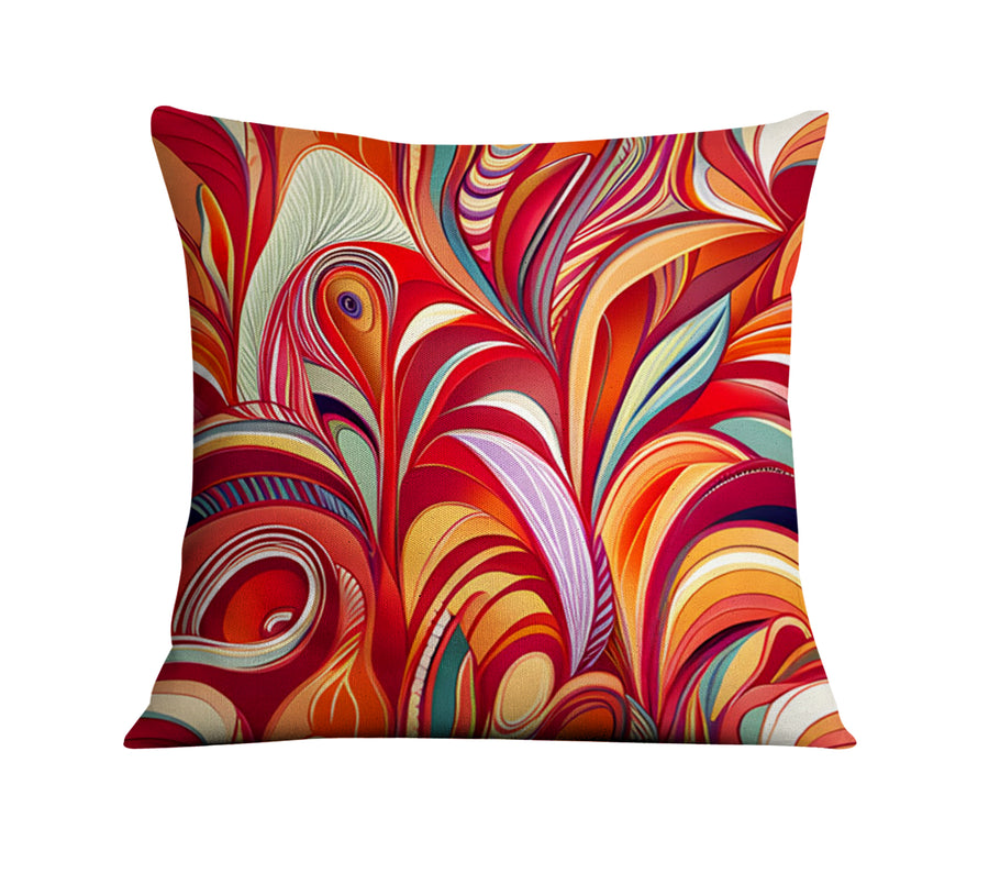 Multicolor Retro Swirl Abstract Pattern Throw Pillow Cover