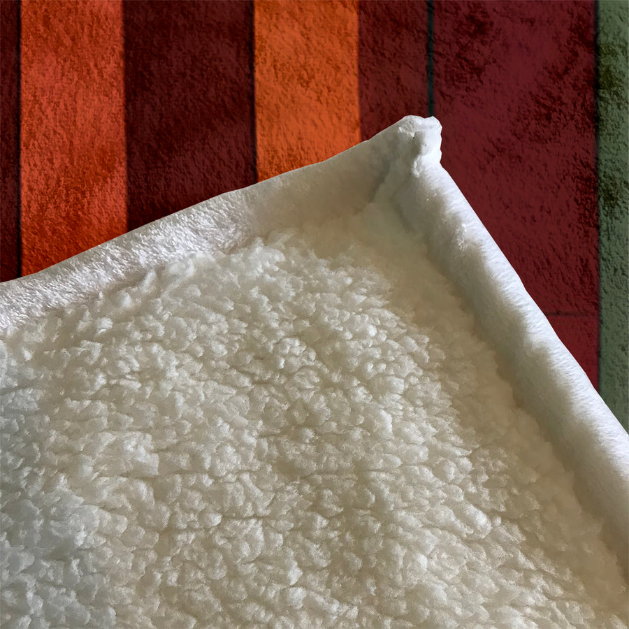 Red Geometric Stripe Block Pattern Fleece Sherpa Blanket
