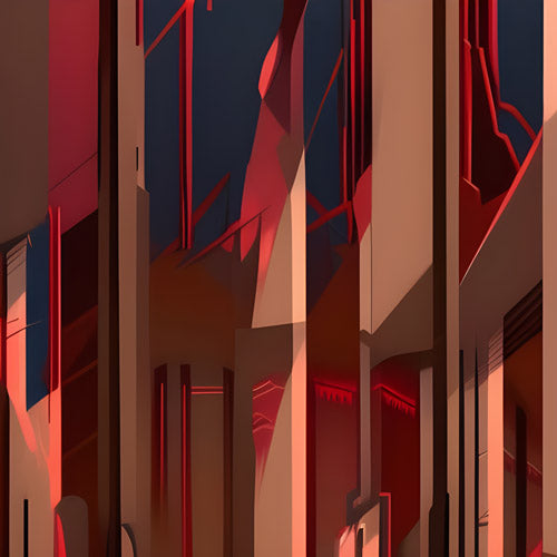 Red Architectural Line Abstract Pattern