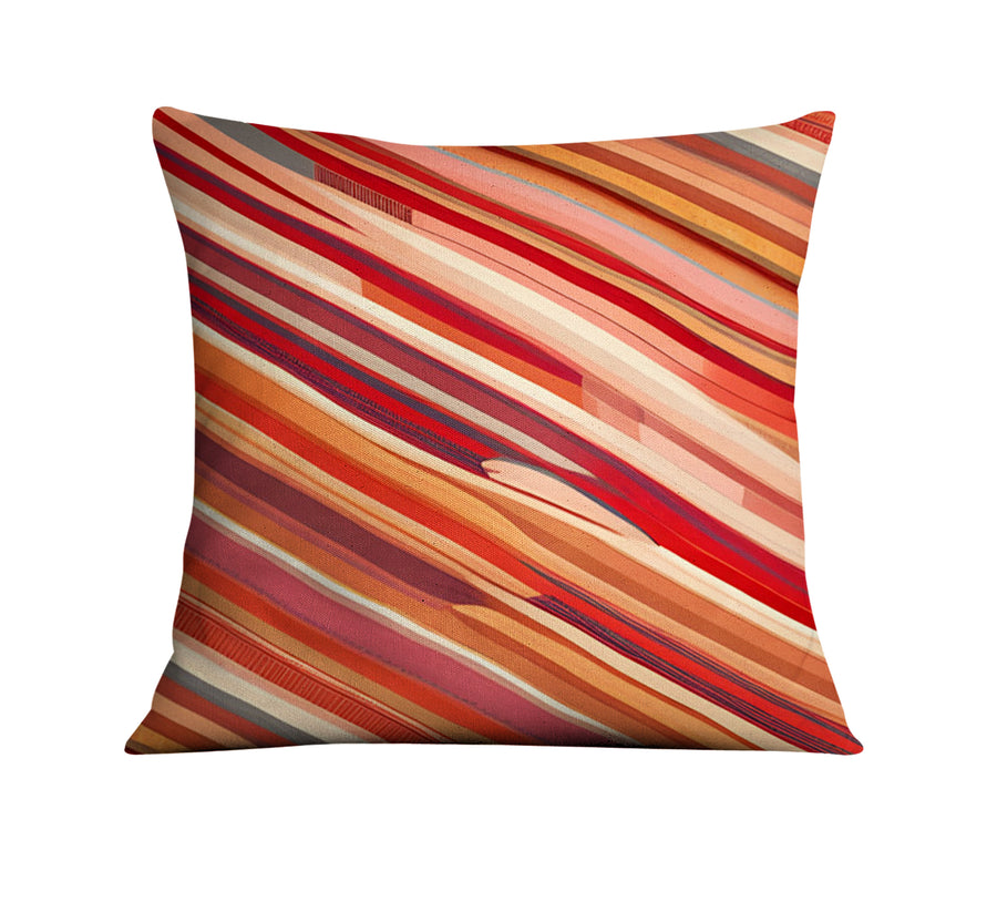 Red and Beige Linear Flow Pattern Throw Pillow Cover