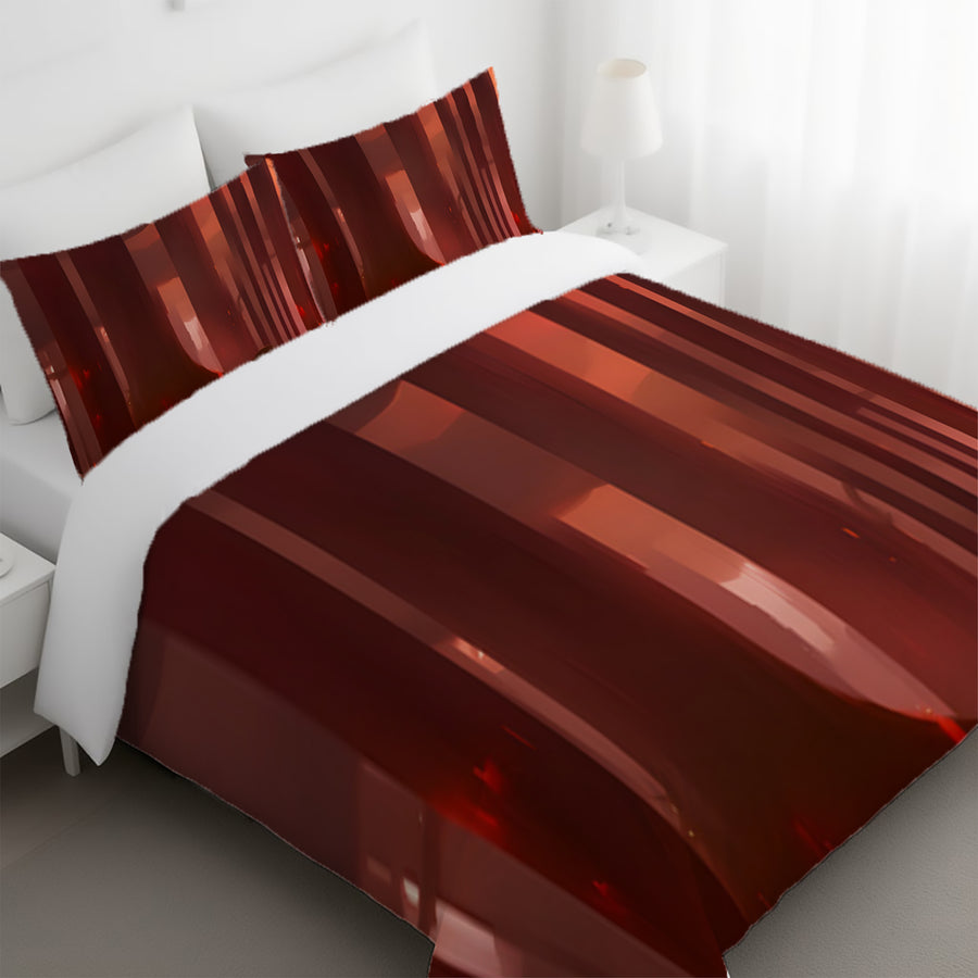 Deep Red Vertical Panel Pattern Duvet Cover