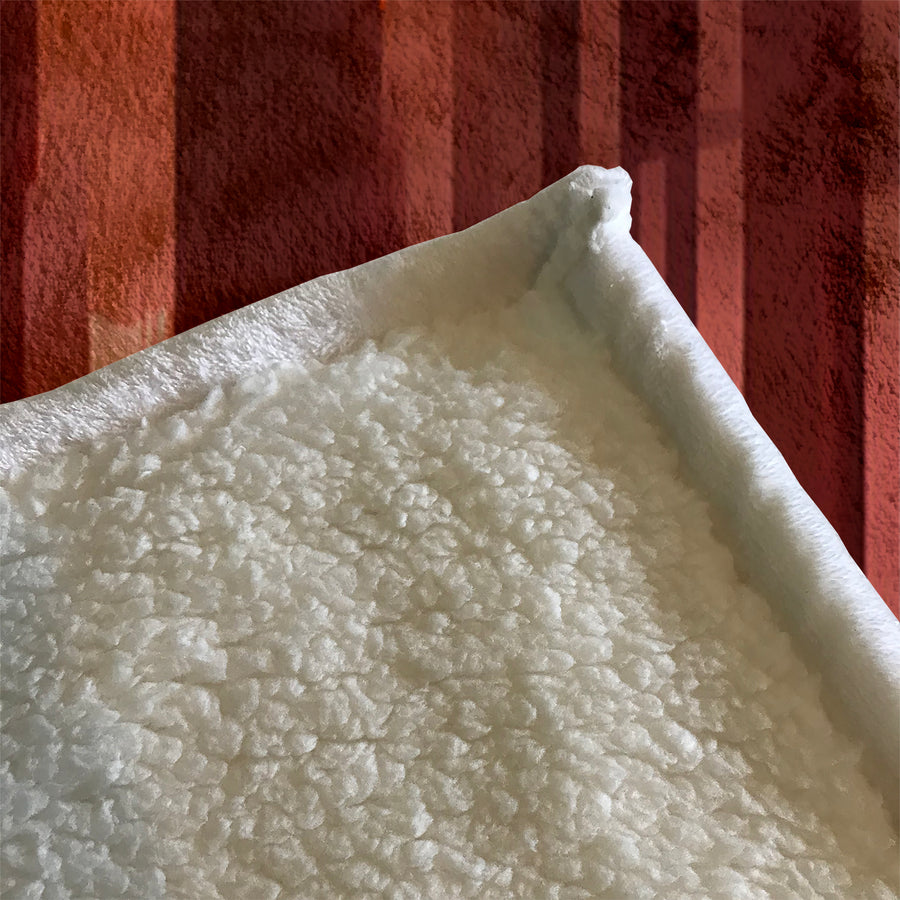 Deep Red Vertical Panel Pattern Fleece Sherpa Blanket