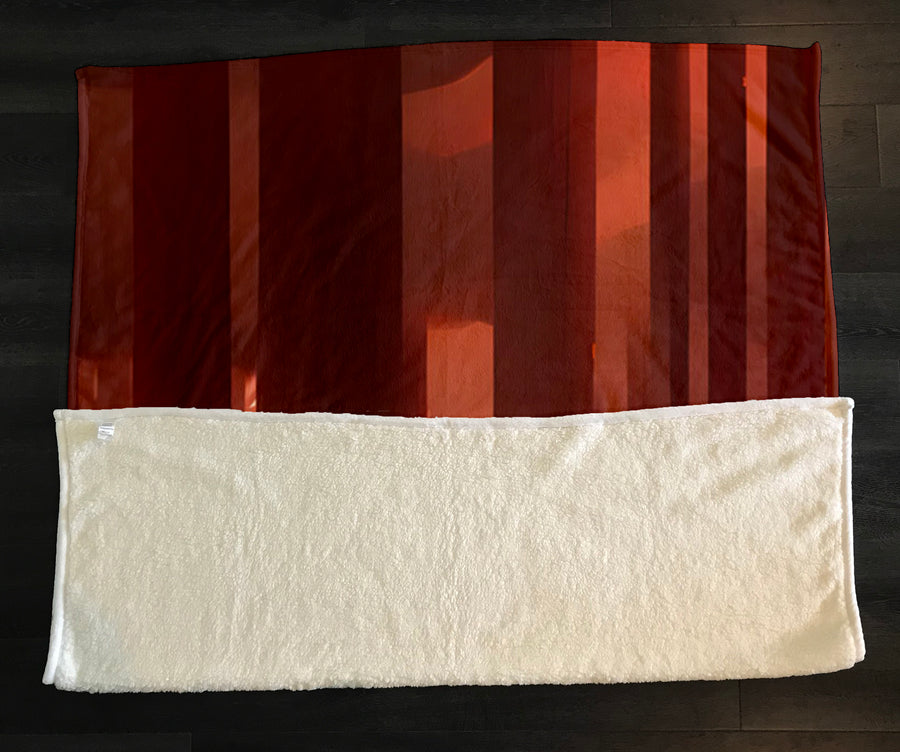 Deep Red Vertical Panel Pattern Fleece Sherpa Blanket