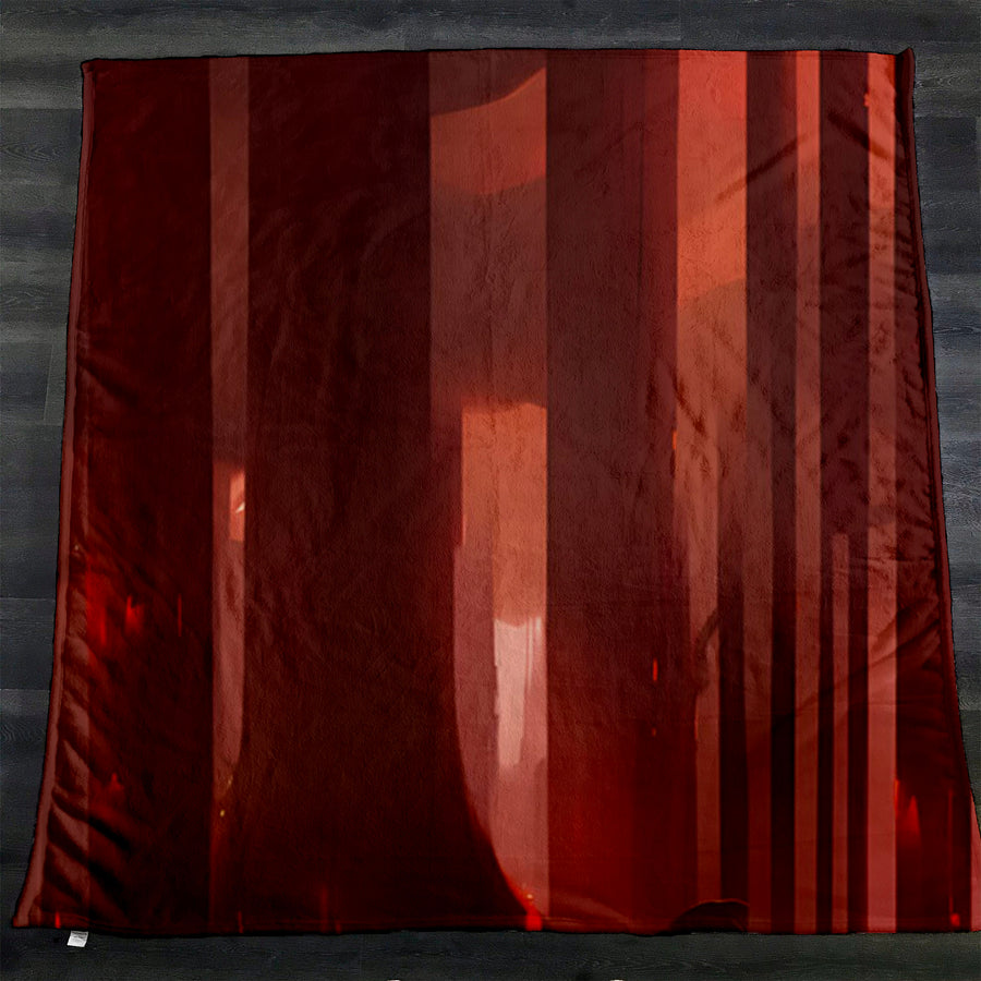 Deep Red Vertical Panel Pattern Fleece Sherpa Blanket