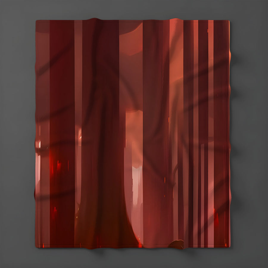 Deep Red Vertical Panel Pattern Fleece Sherpa Blanket