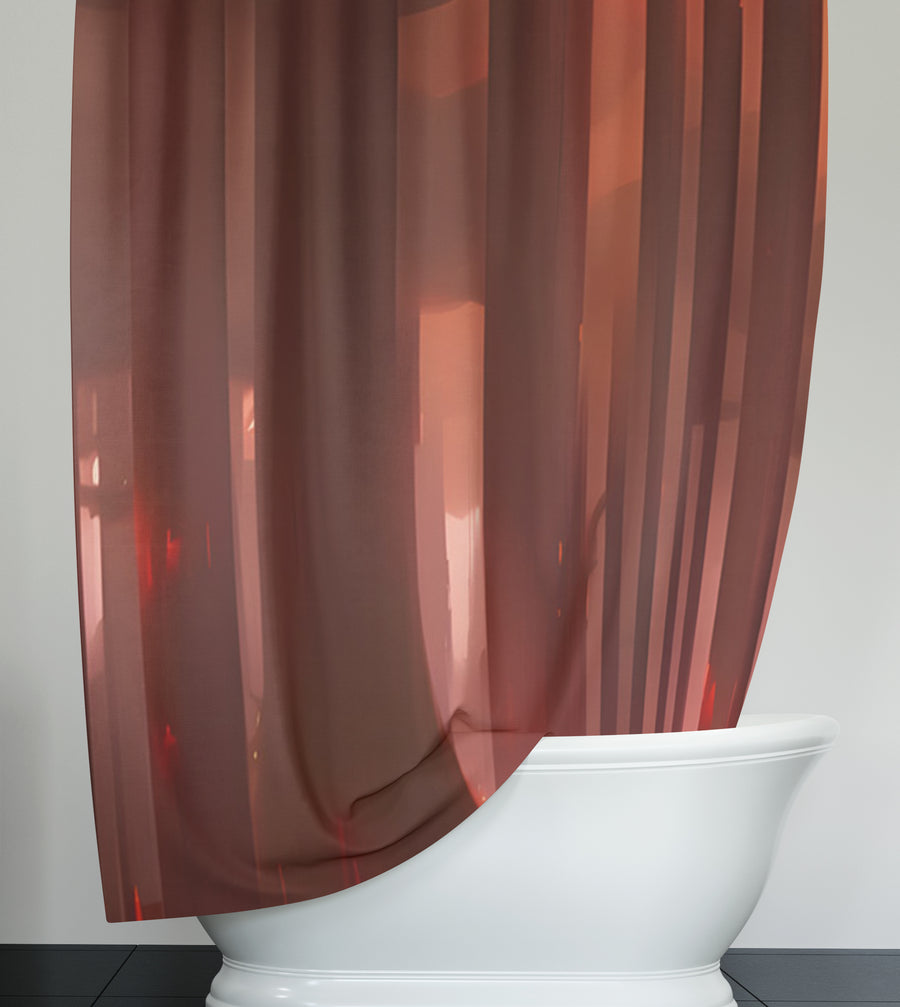 Deep Red Vertical Panel Pattern Shower Curtain