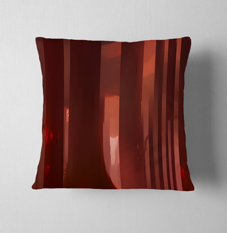 Deep Red Vertical Panel Pattern Throw Pillow Cover