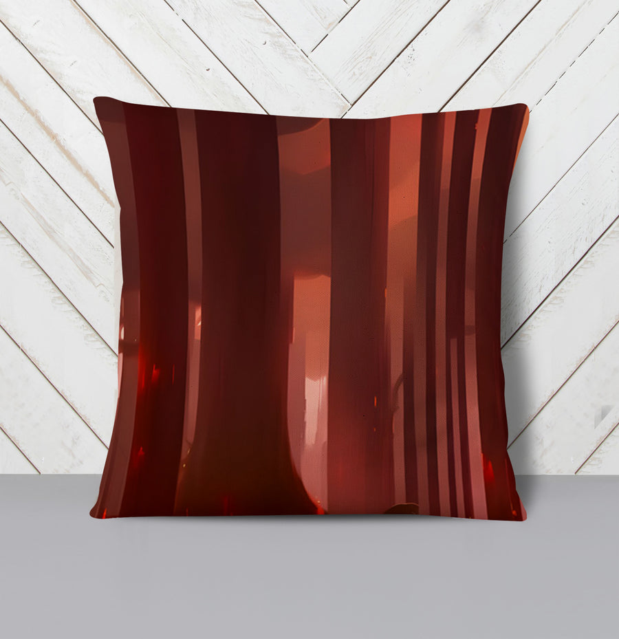 Deep Red Vertical Panel Pattern Throw Pillow Cover