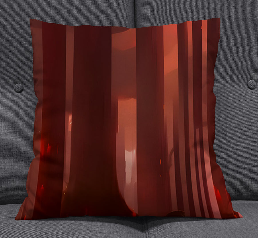 Deep Red Vertical Panel Pattern Throw Pillow Cover