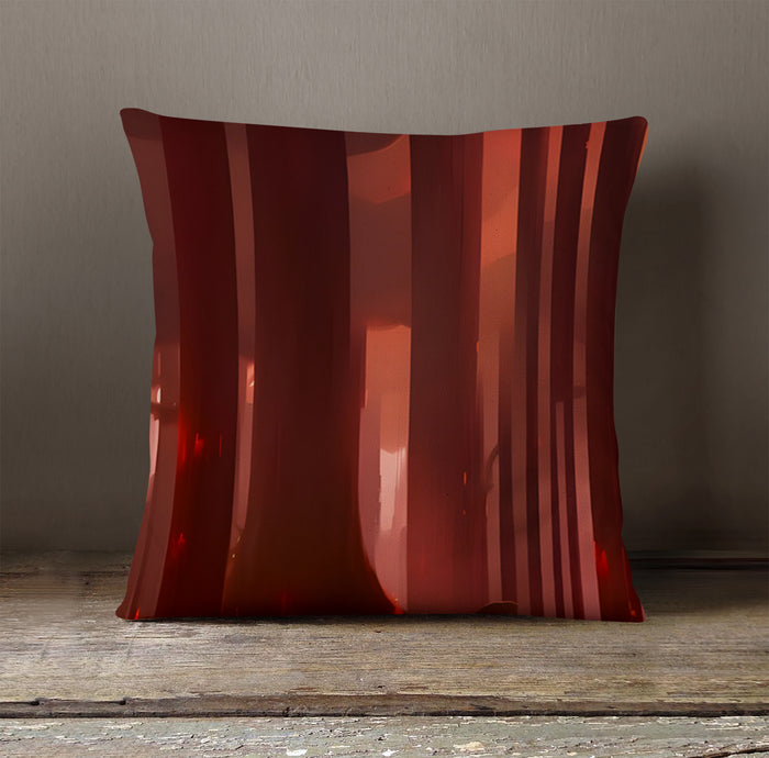 Deep Red Vertical Panel Pattern Throw Pillow Cover