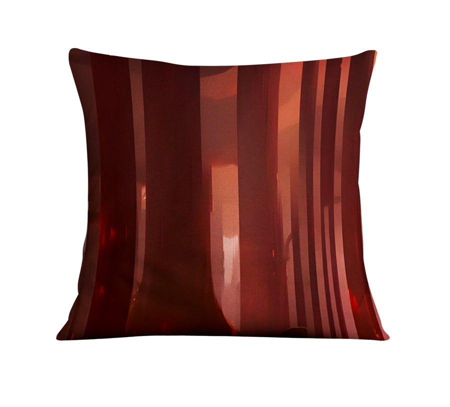 Deep Red Vertical Panel Pattern Throw Pillow Cover