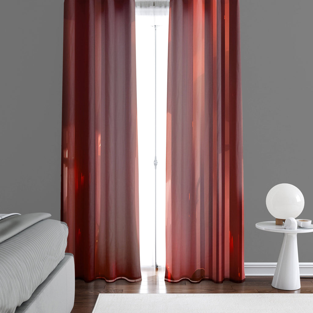 Abstract Striped Window Curtains - Burgundy and Red Vertical Abstract Stripes - Deja Blue Studios