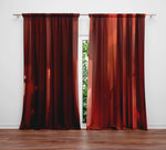 Abstract Striped Window Curtains - Burgundy and Red Vertical Abstract Stripes - Deja Blue Studios