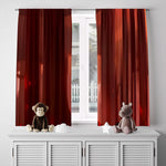 Abstract Striped Window Curtains - Burgundy and Red Vertical Abstract Stripes - Deja Blue Studios