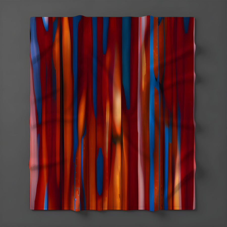 Red and Blue Vertical Drip Pattern Fleece Sherpa Blanket