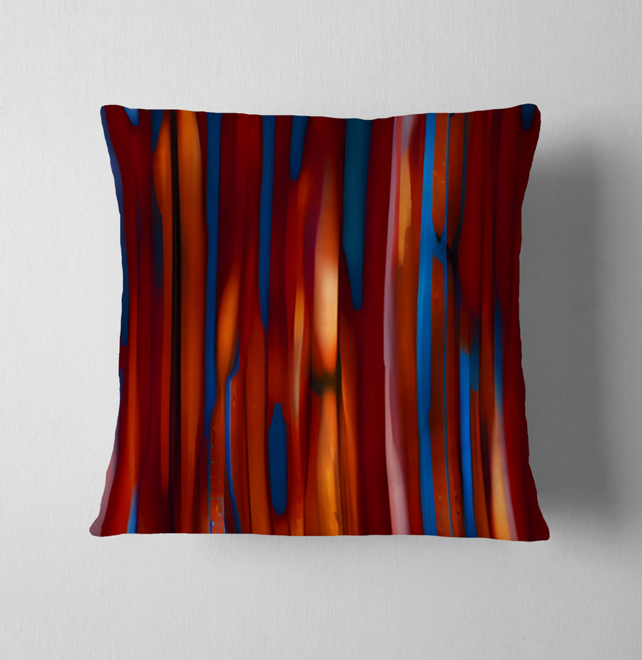 Red and Blue Vertical Drip Pattern Throw Pillow Cover