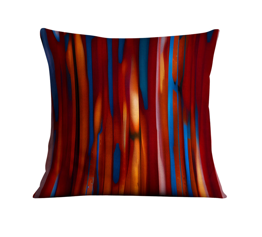 Red and Blue Vertical Drip Pattern Throw Pillow Cover