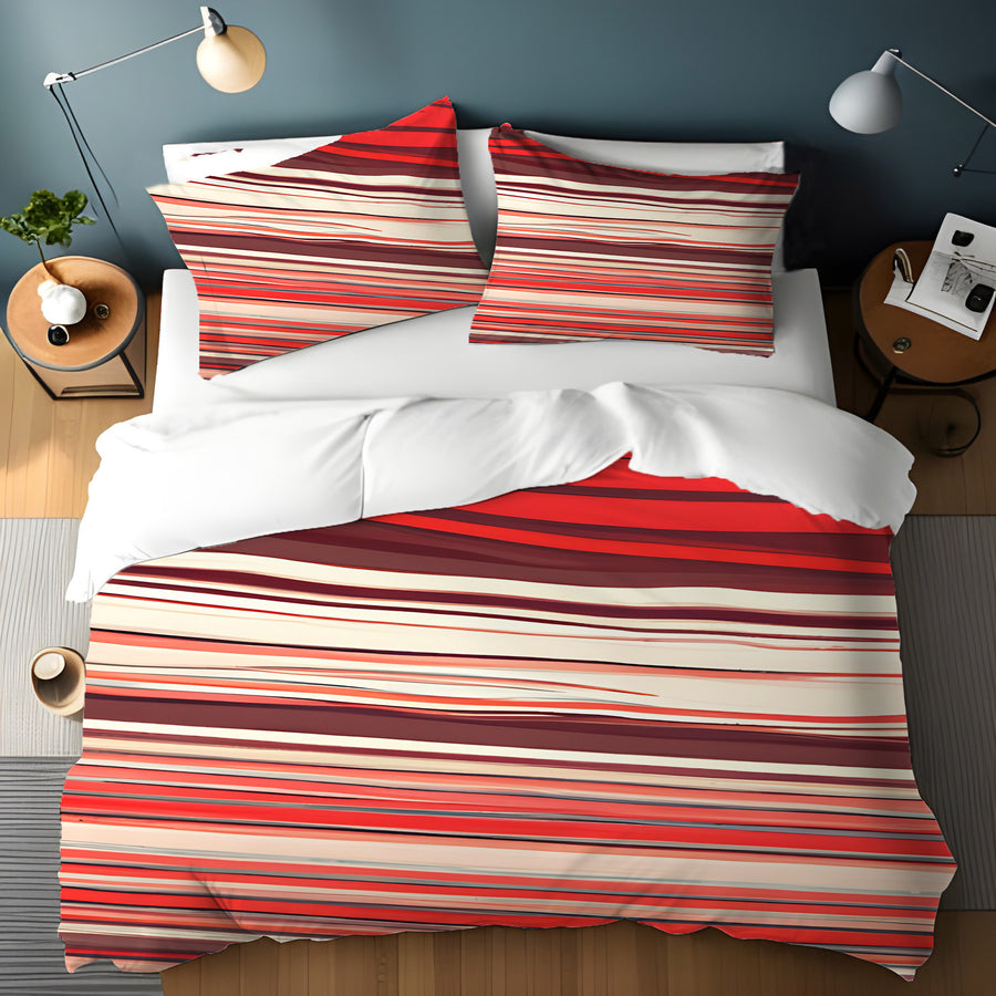 Red Horizontal Flow Abstract Pattern Duvet Cover