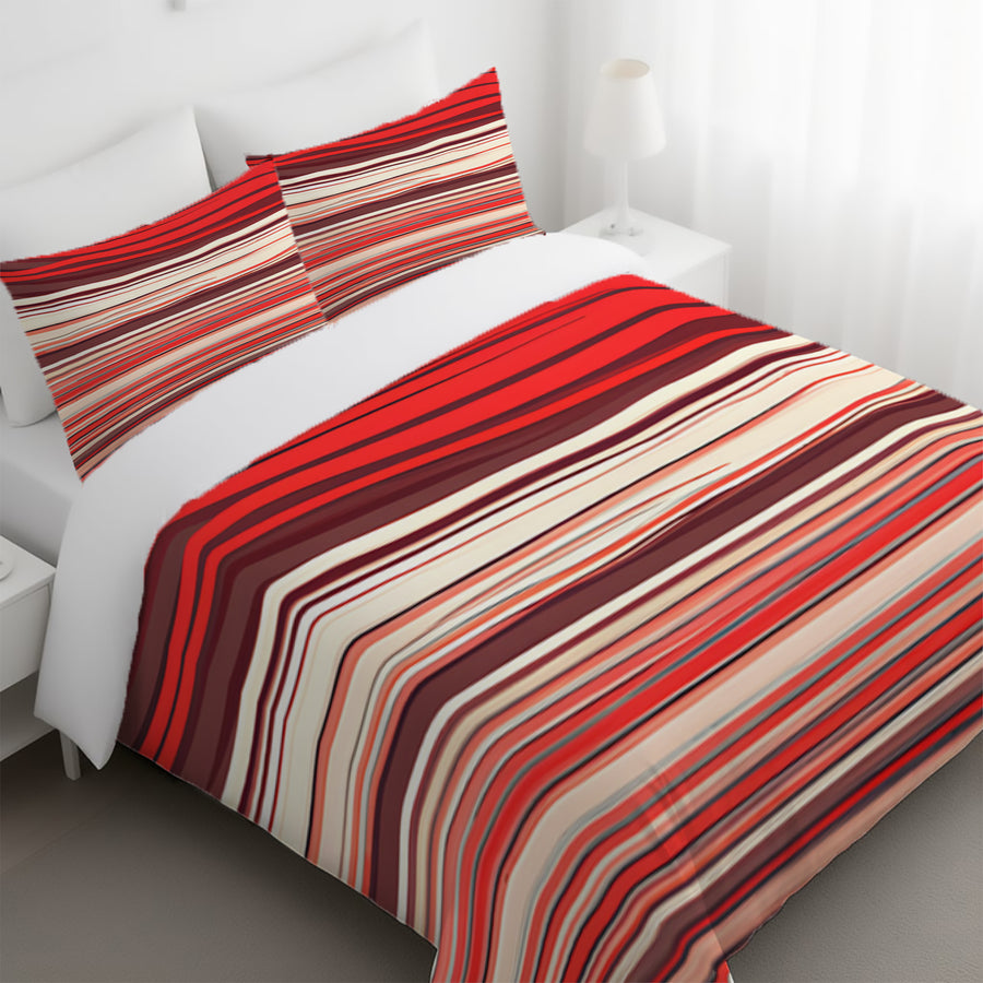 Red Horizontal Flow Abstract Pattern Duvet Cover