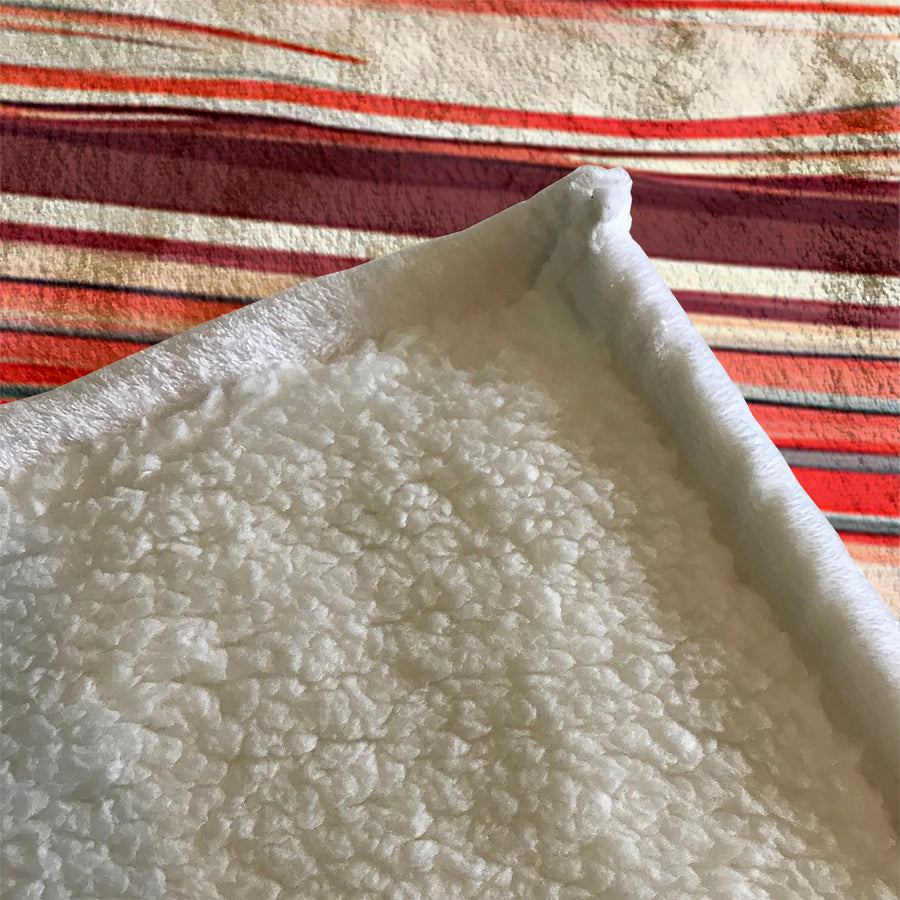 Red Horizontal Flow Abstract Pattern Fleece Sherpa Blanket