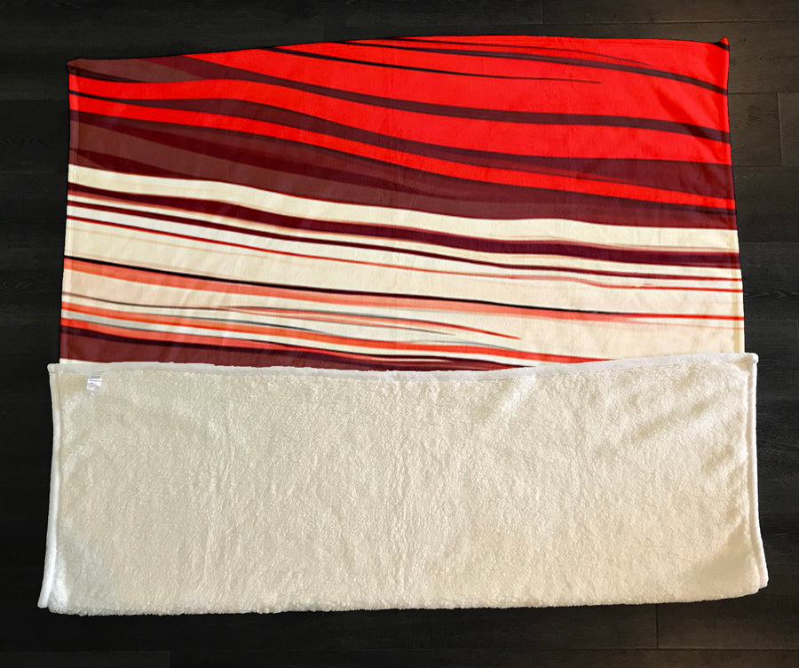 Red Horizontal Flow Abstract Pattern Fleece Sherpa Blanket