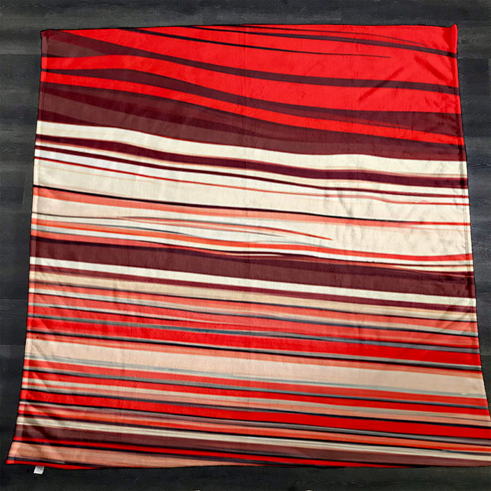 Red Horizontal Flow Abstract Pattern Fleece Sherpa Blanket