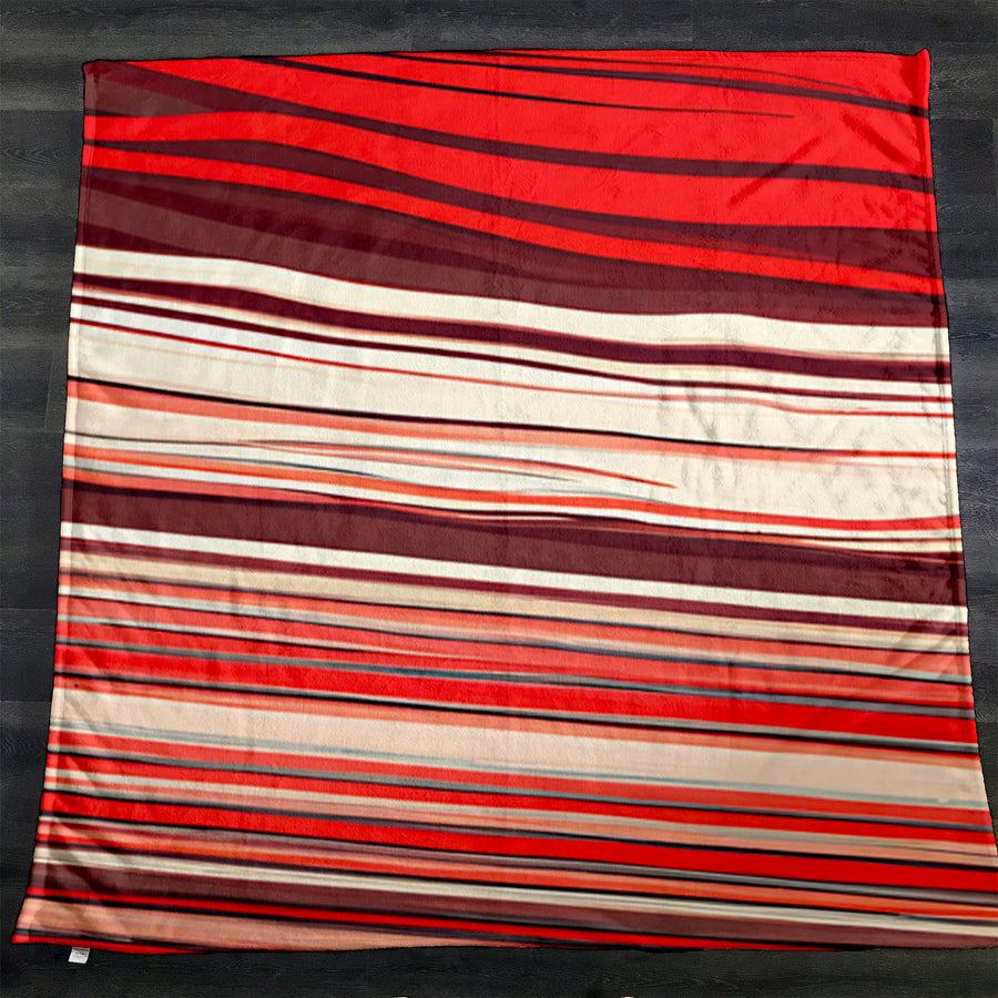 Red Horizontal Flow Abstract Pattern Fleece Sherpa Blanket