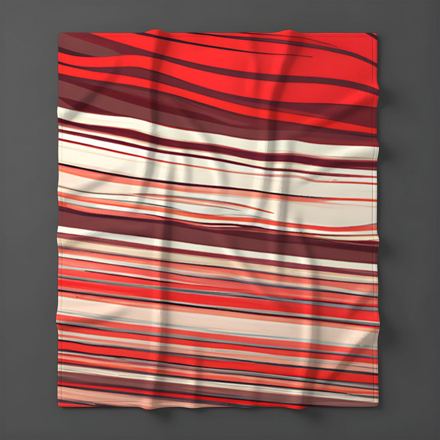 Red Horizontal Flow Abstract Pattern Fleece Sherpa Blanket