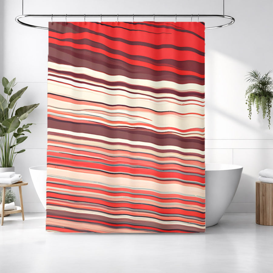 Red Horizontal Flow Abstract Pattern Shower Curtain