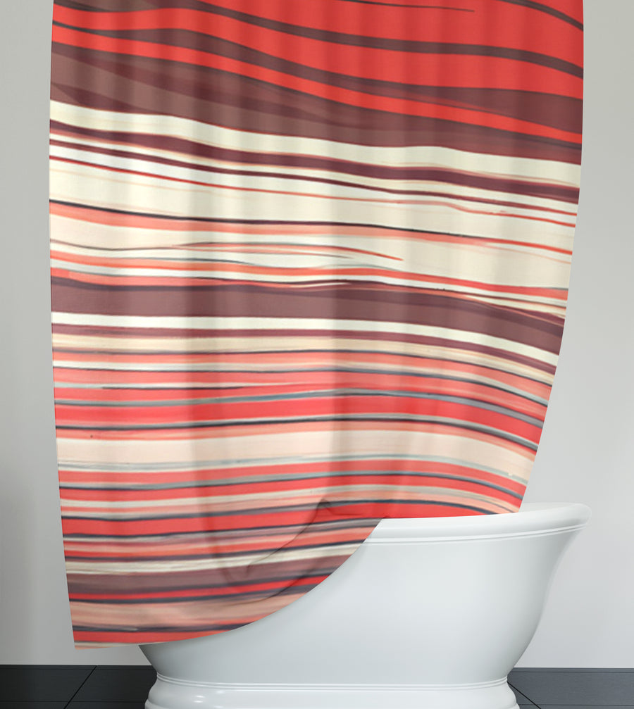 Red Horizontal Flow Abstract Pattern Shower Curtain