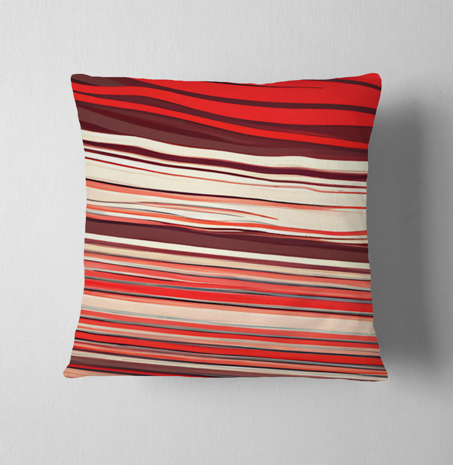 Red Horizontal Flow Abstract Pattern Throw Pillow Cover