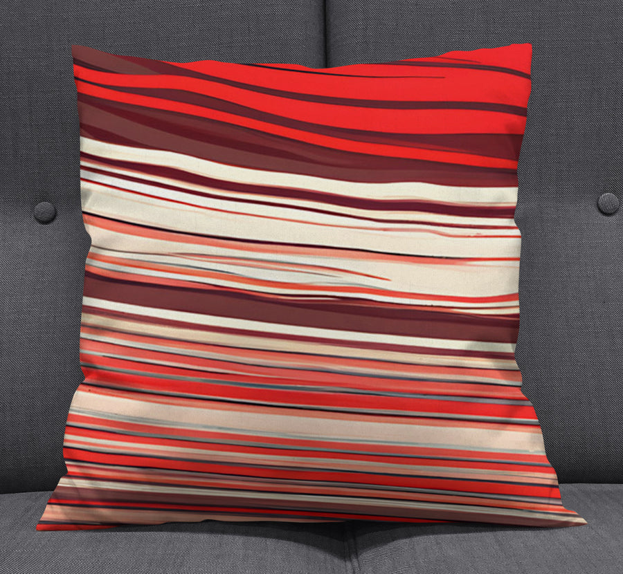 Red Horizontal Flow Abstract Pattern Throw Pillow Cover