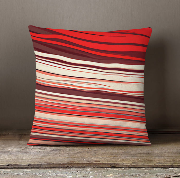 Red Horizontal Flow Abstract Pattern Throw Pillow Cover