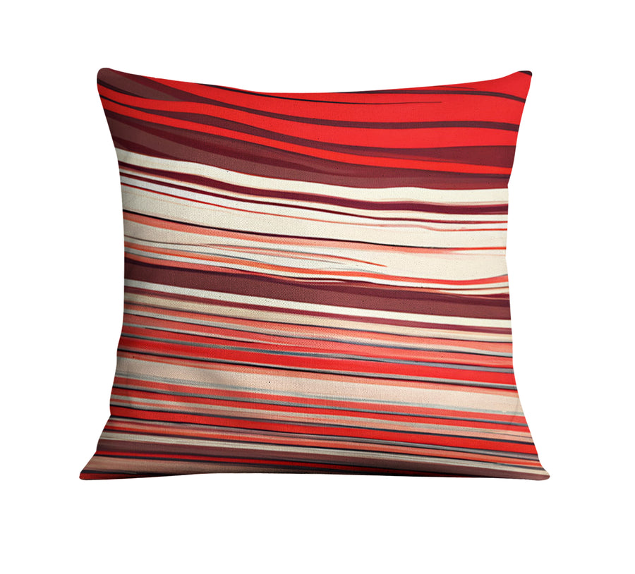Red Horizontal Flow Abstract Pattern Throw Pillow Cover
