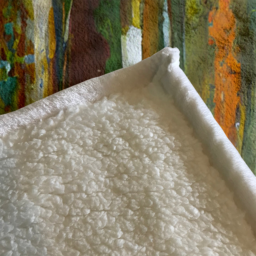 Green Vertical Abstract Texture Pattern Fleece Sherpa Blanket