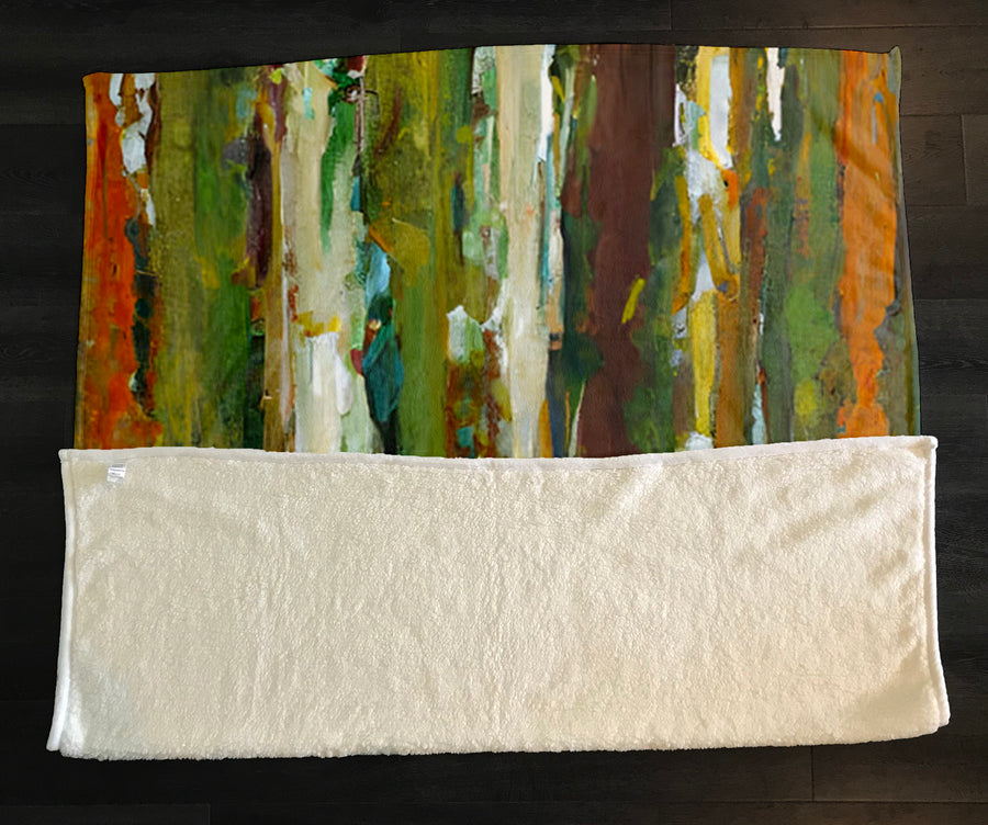 Green Vertical Abstract Texture Pattern Fleece Sherpa Blanket