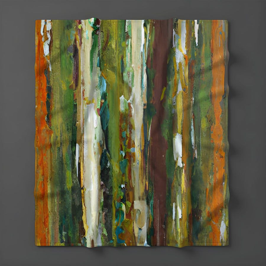 Green Vertical Abstract Texture Pattern Fleece Sherpa Blanket