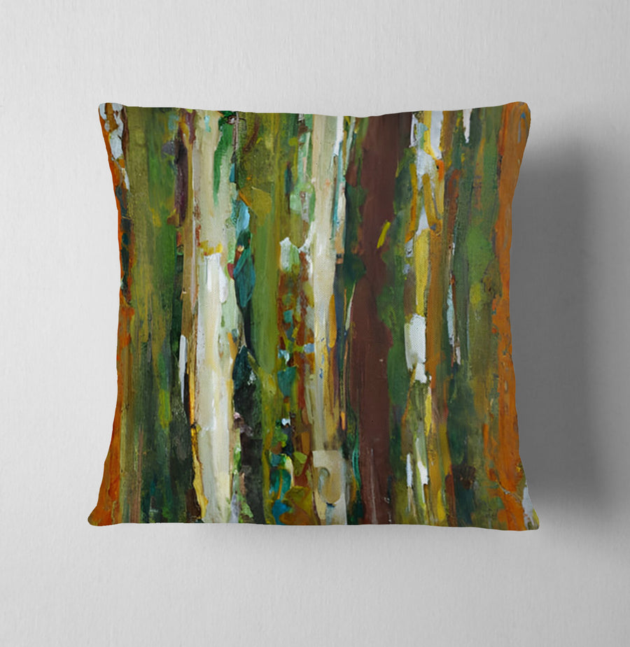 Green Vertical Abstract Texture Pattern Throw Pillow Cover