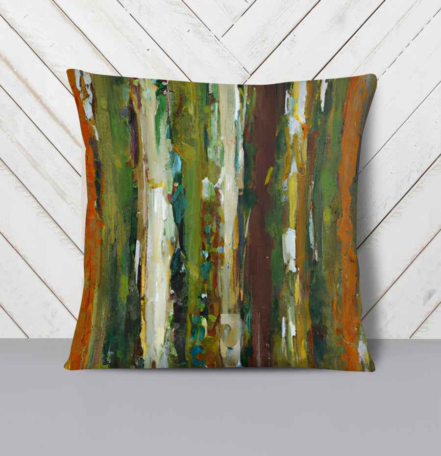 Green Vertical Abstract Texture Pattern Throw Pillow Cover
