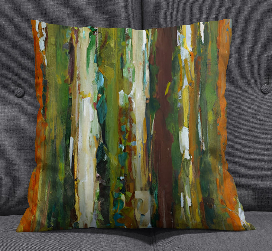 Green Vertical Abstract Texture Pattern Throw Pillow Cover